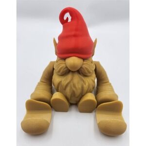 3D Printed Gnome - Phone Holder - Gold & Red -‎ Festive - Fun - Creative